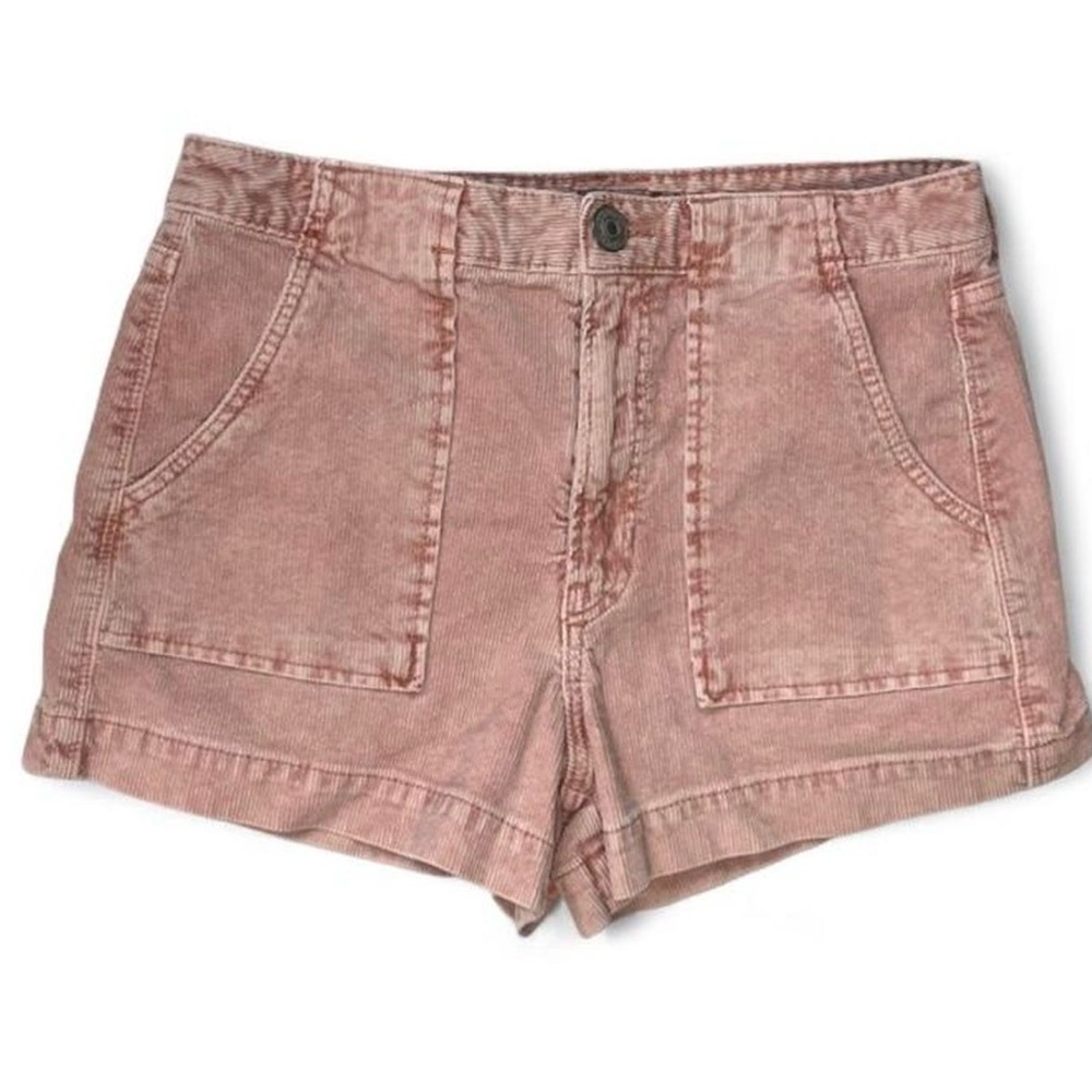 AE 70s Retro Boho Super Stretch High Waist Pink Corduroy Shorts, Size 2